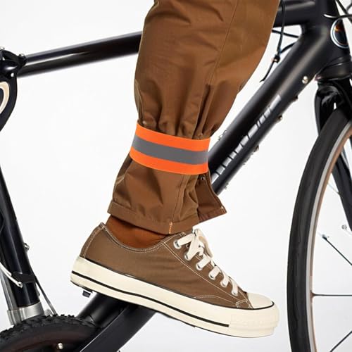 4pcs Reflective Cycling Leg Bands and Arm Straps, High Visibility Orange Adjustable Bands for Night Biking, Walking, Running Safety Accessories