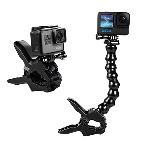 Suptig Jaws Flex Clamp Mount Gooseneck Mount for GoPro Mission Pro Gopro Hero 13 Hero 12 Hero 11 Hero 10 Hero 9 Hero 8 Hero 7 Hero 6 Hero 5 Hero 4 Session Hero 3 Akaso DJI osmo Arlo Action Camera.