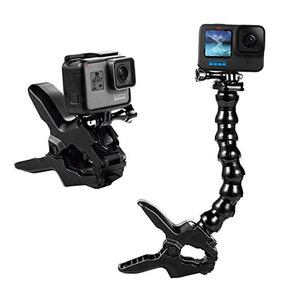 Suptig Jaws Flex Clamp Mount Gooseneck Mount for GoPro Mission Pro Gopro Hero 13 Hero 12 Hero 11 Hero 10 Hero 9 Hero 8 Hero 7 Hero 6 Hero 5 Hero 4 Session Hero 3 Akaso DJI osmo Arlo Action Camera.