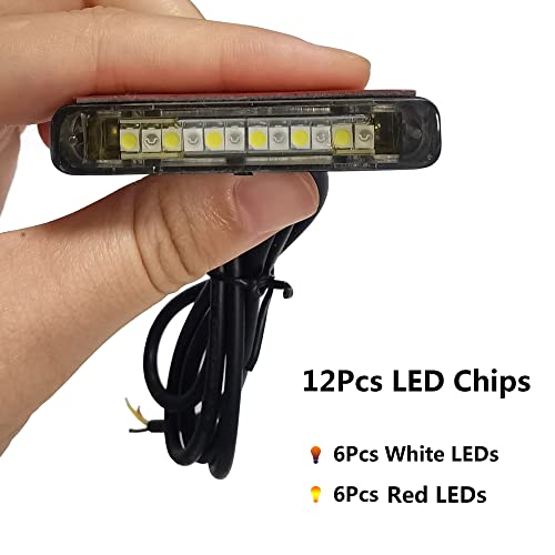 1Pcs 12 LEDs Red White LED License Plate Light,Waterproof LED Brake Light,Motorcycle Signal Light,Backup Light,Tail light for Harley Davidson Kawasaki Suzuki Ducati Polaris Yamaha Bike - size: 12led/Red-white