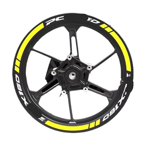 Wheel Stickers for PCX 160 Pcx160 2022 14'' Inches Motorcycle Wheel Hub Sticker Decal Reflective Rim Stripe Tape Accessories Waterproof Decals(Set-FL) - color: Set-fl