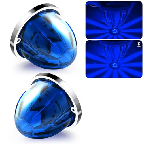 BJZ 2Pcs Blue Watermelon LED Strobe+Constant Marker Lights Dual Function Watermelon-shaped Side Marker Clearance Tail Top Cap Roof Lights for Trailer Truck Semi-trailer Heavy-duty Truck Bus Van - color: Blue, size: 2 Pack