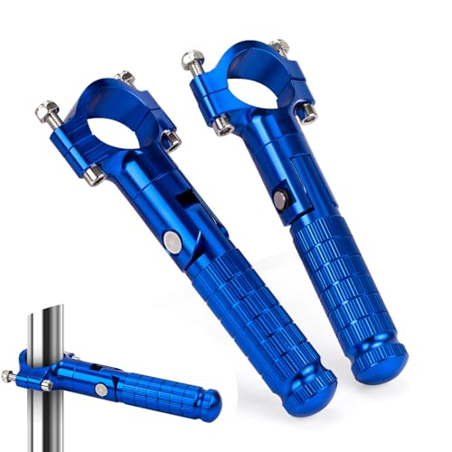 XINGWU 1.25" Foldable Motorcycle Highway Foot Pegs Universal for 32mm Crash Bars CNC Anti-Slip Foot Rest Pedals for Harley Touring Honda Yamaha Suzuki Motorbike Electric Dirt Pit Bike (Blue) - color: Blue