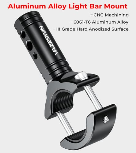 VAZESWIN Solid Aluminium Alloy Light Bar Mounting Bracket for Spotlight Fog Light, Horizontal & Vertical Adjustable Rotating Tube Clamp Mount for 0.87"-1.65" Motorcycle ATV UTV Roll Bar (1 PC)