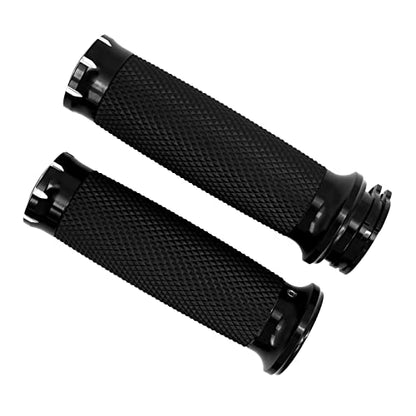 Motorcycle 1" Hand Grips Handlebar Grips Cable Throttle Fit for Harley Touring Street Glide Road King Road Glide Electra Glide Dyna Softail - color: #6 Black