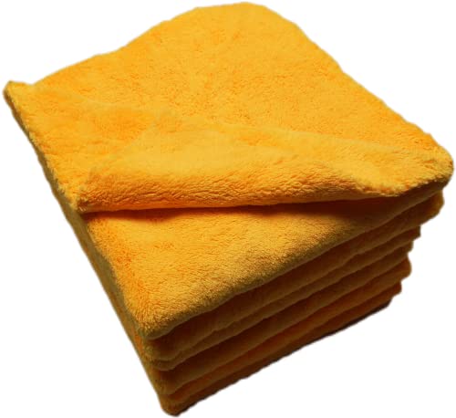 SOFTBATFY Plush Edgeless Microfiber Towel for Car, Soft Drying Wash Detailing Buffing Polishing Towel, 500 GSM 6Pack 16 x 16inches (Orange, 6Pack) - color: Orange