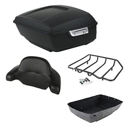 TCMT Matte King Motorcycle Pack Trunk(No Speaker Holes) Wrap-around Backrest Pad Luggage Rack Fit For Harley 2014-2025 Touring CVO Road King Road Glide Street Glide Electra Glide Pack Trunk - color: Style A