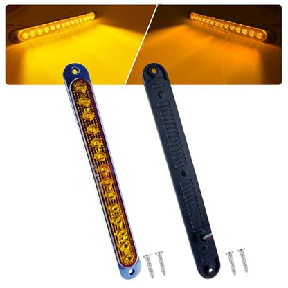 10" LED Amber Trailer LED Turn Signal Light Bar Strip Aluminum Alloy Base Side Marker Tail Lights Assembly for Truck RV Marine Boats, 15 LEDs 2Pcs - color: Amber