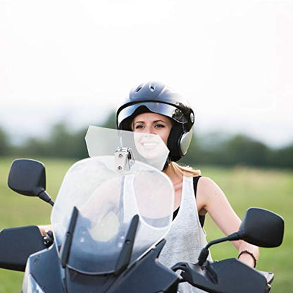 Motorcycle Windshield Extension, Motorbike Wind Deflector Motorcycle Windscreen Adjustable Clip On Windshield Spoiler Wing Windproof Front Flyscreen Fairing Transparent Visor Protector Frame Parts