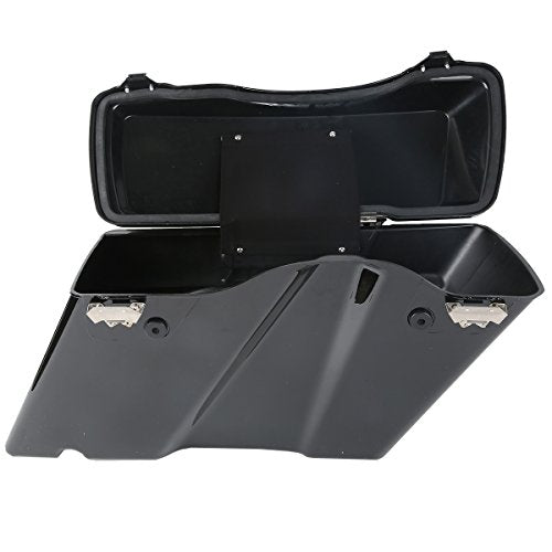 TCMT Hard Saddle bags Trunk W/Lid Latch Key & Liners Carpet Insert Fits For Harley Touring CVO Road Glide Road King Street Glide Electra Glide Ultra Classic 1994-2013 - color: Vivid Black Black Latches#A