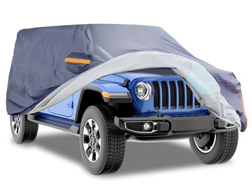 Car Cover Waterproof 2 Door, All Weather for Automobiles, Outdoor Full Exterior Cover Rain Sun UV Snowproof Protection with Zipper Cotton, Mirror Pocket for Jeep Covers Fits JK JL TJ YJ CJ - color: Blue, size: Jeep-2 doors