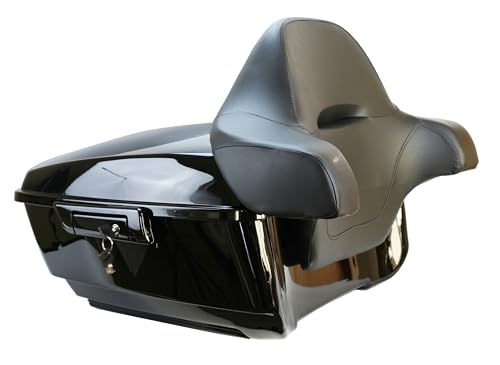 YHMOTO 13.7" King Tour Trunk+Around Backrest+Luggage Rack Fit for Harley Touring Road King, Road Glide, Street Glide,CVO 2014-2026 (King Tour Trunk+Around Backrest Pad+Mounting Rack) - color: King Tour Pack+Around Backrest Pad+Mounting Rack