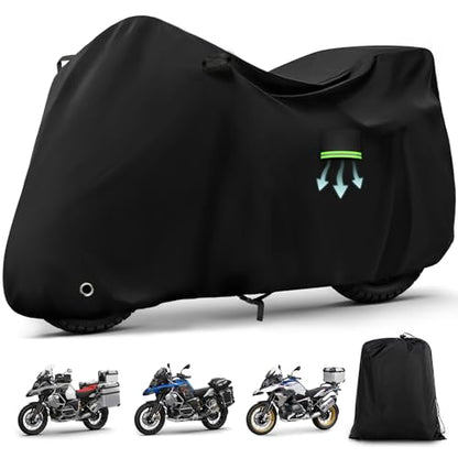 Motorcycle Cover Waterproof for BMW R1300GS/R1250GS/F900GS/Adventure with Trunk Model, Heavy Duty Outdoor Sun Rain UV Dust All Weather Protection Motorbike Cover with Soft Cotton Lining & Lock Hole - size: R1300GS Adventure with Trunk