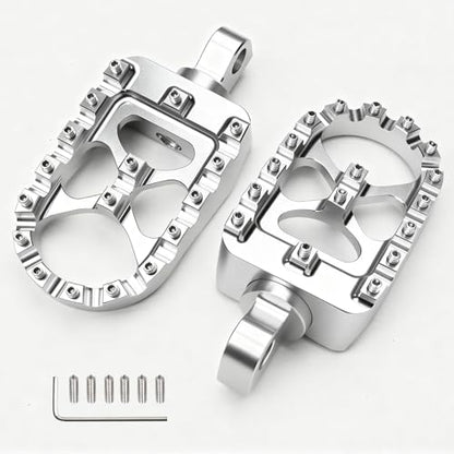 MDPROMCP CNC Motorcycle Wide Foot Pegs Aluminum 360° Roating Adjustable Suitable Compaitble with Dyna Fatboy Iron 883 Sportster 883(Silver) - color: Silver