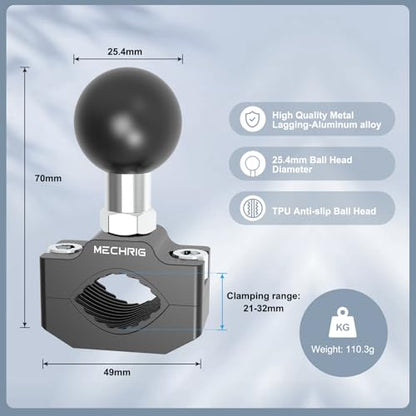 Aluminum Alloy Handlebar Clamp Mount, Long U-Bolt Base with 1 inch Ball Head Compatible with RAM Mount Double Socket Arm & Motorcycle Ebike Phone Holder,Fit for 0.83" to 1.26" Diameter,78015 - size: Large