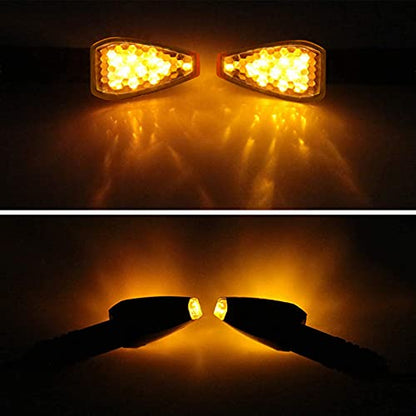 Frienda 4pcs Motorcycle Turn Signals 14 LED 12v Lights Indicators Motorbike LED Blinker Bright Flowing Amber Lamp Stalk Arrow Front Rear Lights