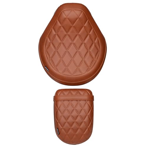 Motorcycle Rider & Passenger Comfort Seat Fit for Rebel 1100 CMX1100 2021 2022 2023 2024 2025 2026, Front Rear Solo Saddle Back Cushion Pillion Pad, Brown Embossing - color: Front & Rear - Brown-B