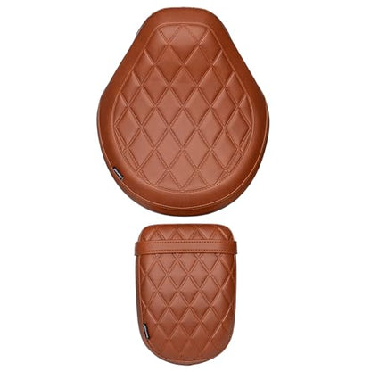 Motorcycle Rider & Passenger Comfort Seat Fit for Rebel 1100 CMX1100 2021 2022 2023 2024 2025 2026, Front Rear Solo Saddle Back Cushion Pillion Pad, Brown Embossing - color: Front & Rear - Brown-B