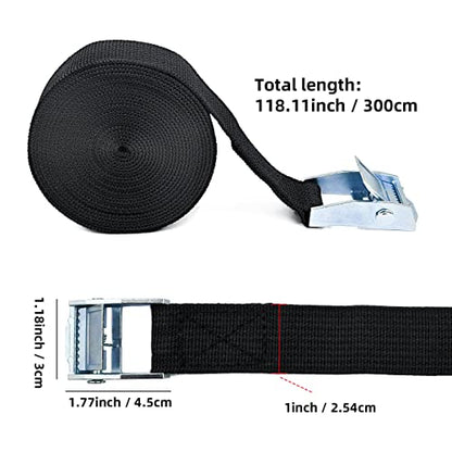 2PCS Lashing Straps with Buckles Adjustable, Up to 600lbs,Tie Down Straps for Motorcycle, Cargo, Trucks,Trailer,Luggage (1" x 16.4') - size: 1" x 16.4'