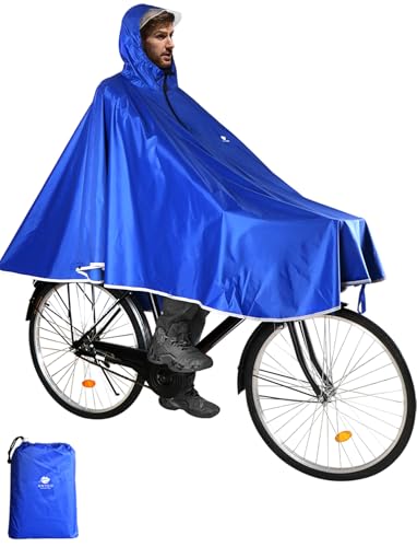 ANYOO Waterproof Rain Poncho Bike Bicycle Rain Capes Lightweight Compact Reusable for Adults - color: Blue