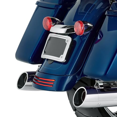 TCT-MOTORPARTS Chrome Curved Laydown License Plate Mount Frame Light Fit for Harley 2017-2025 FLHRXS Road King Special Road Glide; Street Glide 2010-2025 - color: Chrome