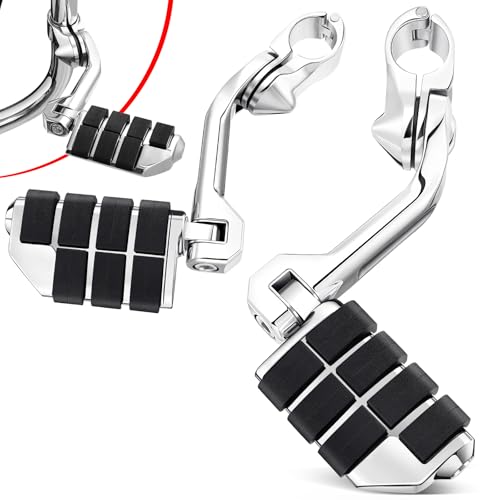 Benlari Motorcycle Adjustable Highway Footpegs Style 3 Chrome Long Angled Fit for Harley Touring Street Glide Softail Dyna Sportster fits 1"(25mm) 1-1/4"(32mm) Engine Guard - size: LONG