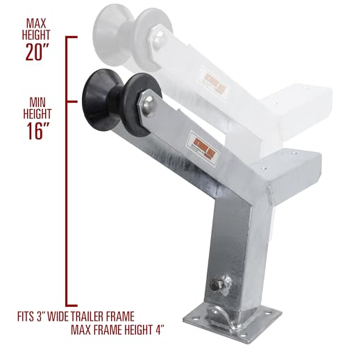 Extreme Max 3006.6895 Adjustable Height Notched Winch Stand with Roller - Galvanized Finish, Hardware Fits 3" W x 4" H Trailer Frames - color: Galvanized, size: Fits 3"W x 4"H Trailer Frames