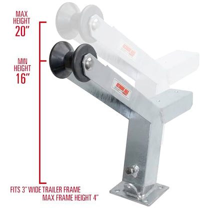 Extreme Max 3006.6895 Adjustable Height Notched Winch Stand with Roller - Galvanized Finish, Hardware Fits 3" W x 4" H Trailer Frames - color: Galvanized, size: Fits 3"W x 4"H Trailer Frames