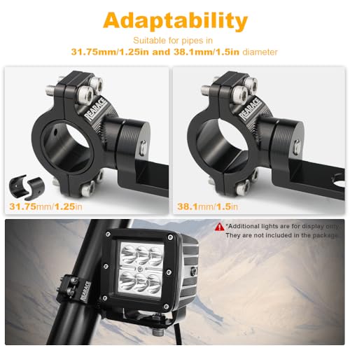 Whip Light Mount, Aluminium 360° Rotating Adjustable Heavy Duty UTV Whip Flag Light Mounting Bracket for 1.25"-1.5" Roll Bar Cage
