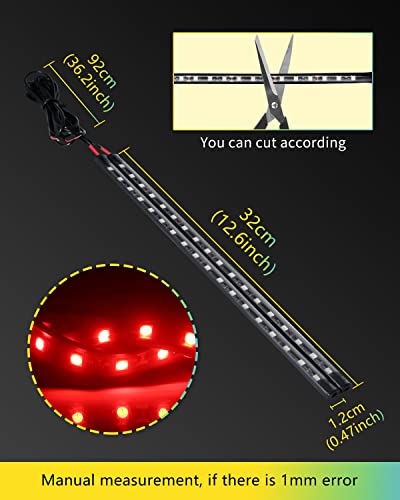 YONGMING 12 Volt Underglow Led Brake Light Strip, Tail Stop Turn Signal Flexible Led Light for Motorcycle Bike Car SUV RV Pack of 2 - Red - color: Red*2