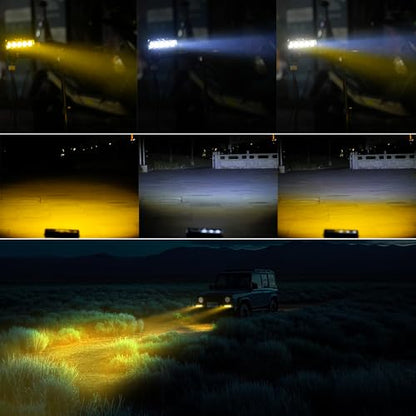 Motorcycle LED Spotlight Yellow/White Hi-Low Combo Beam LED Driving Fog Light Bar, 2Pcs 6.5Inch Offroad Driving Lights Pod Lamp Work Auxiliary Lights for Trucks, Vehicles, ATVs,UTVs, Tractors - size: Single Row