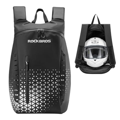 ROCKBROS Motorcycle Helmet Backpack, 14.5L Large Capacity Helmet Bags with Reflective Symbol, Waterproof Storage Bag Luggage Bag