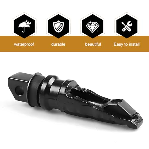 2 PCS Motorcycle Footpegs, Aluminum Alloy 8mm Motorcycle Screw Hole Footrests, Anti-slip Lightweight Rear Foot Pegs, Sport Modification Accessories, for Most Motorcycles, E-bikes (Black)