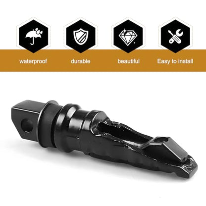 2 PCS Motorcycle Footpegs, Aluminum Alloy 8mm Motorcycle Screw Hole Footrests, Anti-slip Lightweight Rear Foot Pegs, Sport Modification Accessories, for Most Motorcycles, E-bikes (Black)