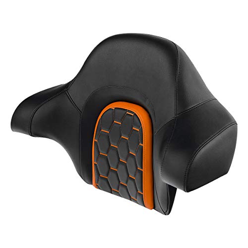 C.C. RIDER Wrap Around King Tour Trunk Backrest fit for Harley Touring Road King Street Glide Road Glide Electra Glide 2014-2024 - color: Passenger Backrest 23#Black+Orange