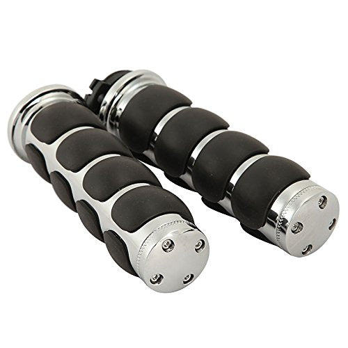 INNOGLOW Motorcycle Handlebar Grips 1 Pairs Hand Grips - color: Chrome Black-A