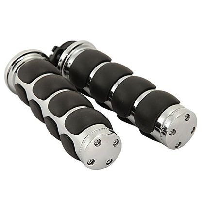 INNOGLOW Motorcycle Handlebar Grips 1 Pairs Hand Grips - color: Chrome Black-A