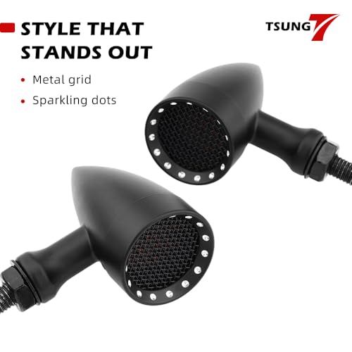 TSUNG 2PCS Motorcycle Rear Turn Signals LED Bullet SMD Blinkers Tail Light Small Indicators Universal for Cruiser Chopper Bobber Cafe Racer Street Bike (SMD-Black-Red&Amber) - color: SMD-Black-Red&Amber
