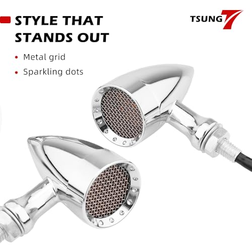 TSUNG 4PCS Motorcycle Bullet LED Front Rear Turn Signal Light SMD Blinker Indicator for Cruiser Chopper Bobber Cafe Racer Street Bike (SMD-Chrome-4PCS) - color: SMD-Chrome-4PCS