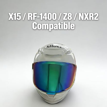 Shoei RF1400 X15 Helmet Visor Replacement Shield, Anti-Fog Sun Shield Accessory Compatible with RF-1400, CWR-2, X15, Z8, X-SPR PRO(Gradient Green) - color: Gradient Green