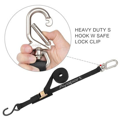 Ayaport Cam Buckle Tie Down Straps 10 feet with Swivel Carabiner Hook for Motorcycle, Kayak, Car, Truck, Dirt Bike - size: Swivel Hook-1"x10' black