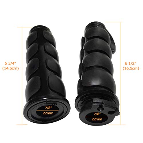 Motorcycle Hand Grips 7/8" (22mm) Non-Slip Hand Grip with Throttle Assist for Harley Yamaha Kawasiki Suzuki Cruisers Motorbikes Choppers - color: Black-B
