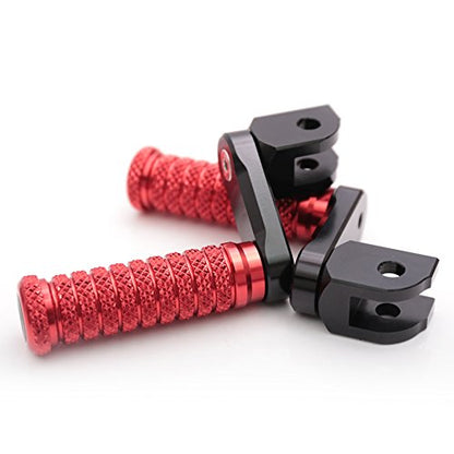MC MOTOPARTS POLE Red CNC 40mm Extension Riser Front Foot Pegs Compatible with YZF R3 2015-2017 - color: Red, size: 40 mm Extension