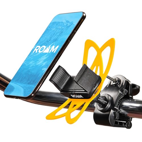 Roam Universal Cell Phone Holder Net Mount - Adjustable Up to 3.6" W x 7" L - 360° Rotation - Hands Free Navigation System for Motorcycle eBike Dirt Road Cruiser Scooter - Orange - color: Orange