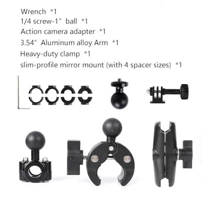 xik Action Camera Mount - 2-in-1 Super Clamp for Bike & Motorcycle Handlebars, ATV, Compatible with 1/4" Thread Action Cams (Fits Insta360 X5 X4 X3 RS, GoPro Hero 12-5, Max & More)