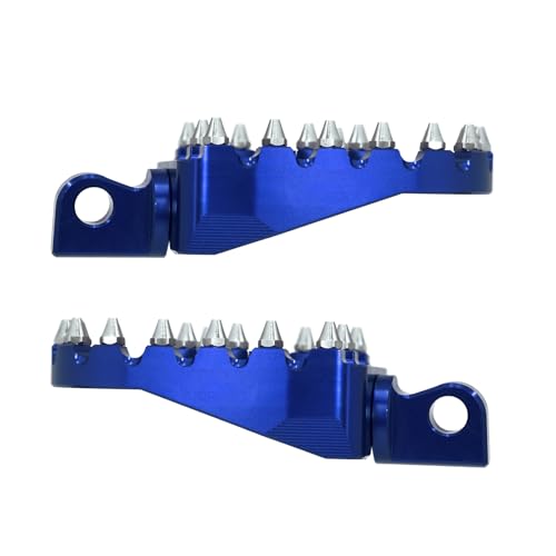 CNC MX Style Wide Foot Pegs with 360° Roating Compatible with Harley Dyna Softail Fatboy Sportster Iron 883 Chopper Bobber Models Blue - color: Blue with Cone Spikes