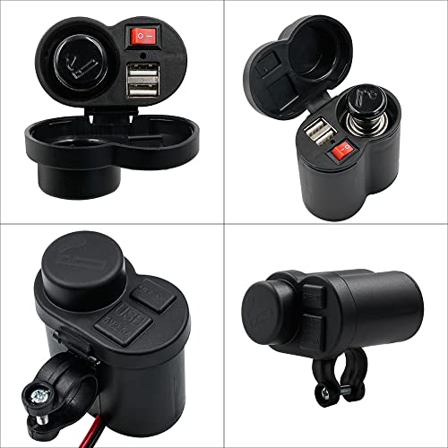 Motorcycle Cigarette Lighter with Switch Cigarette Butt Dual USB2.5A Waterproof Motorcycle Multi-function Charger