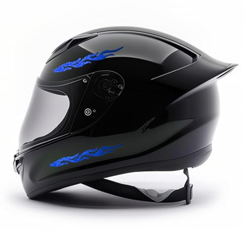 customTAYLOR33 High-Intensity Grade Premium Reflective Tribal Flame Helmet Decals, Motorcycle Safety Sticker Decals (Blue) - color: Blue