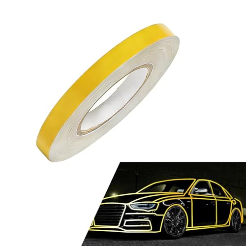 Car Reflective Strip Sticker, 0.39" x 197" Waterproof Car Body Reflective Tape, DIY Night Visibility Warning Rim Strip Decal, Universal for Most Cars, Motorcycles, Bikes (Yellow) - color: Yellow