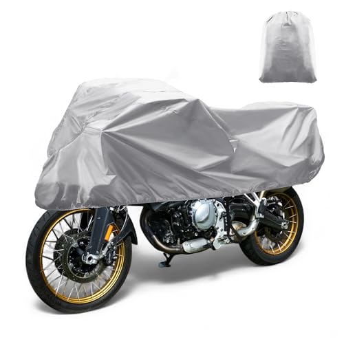 X AUTOHAUX Motorcycle Cover Outdoor Waterproof Motorbike Cover Half Cover 420D-PU Silver Tone Protection Sun Rain Cover Fits 96.46"x41.34"x25.59" - color: Silver Tone, size: 245x105x65cm